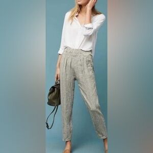 Anthropologie‎ Francois Cropped Linen Striped Pants